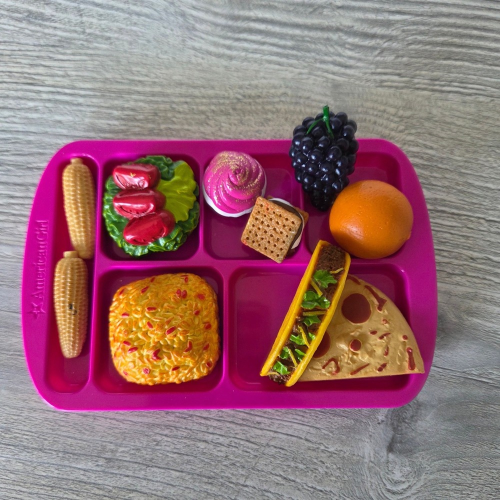 American Girl School Lunch Tray Pink Play Food Set 18 Inch Doll Accessories